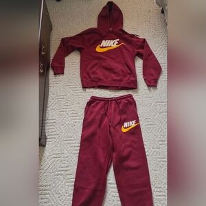 Nike Maroon Sweatpants with Yellow Swoosh Mens Small